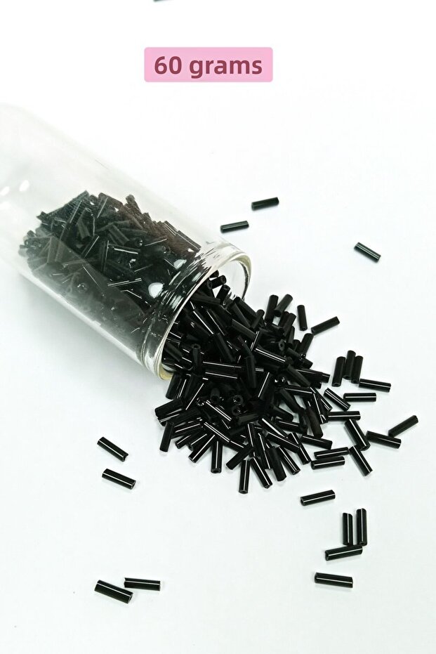 Long Tube Cutting Beads Diameter 2mm Length 10 mm - 60 Grams - Black - Bnc280