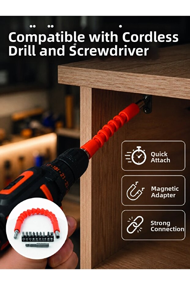 Flexible Bits Tip Set 12 Pieces with Magnetic Adapter Drill Screwdriver Accessory