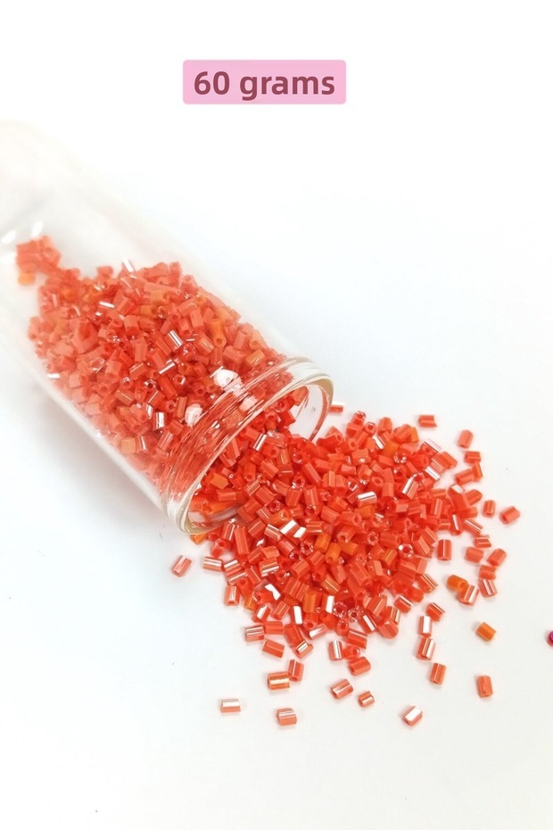 Cut Glass Beads 2mm - 60 Grams - Coral Red - Bnc358