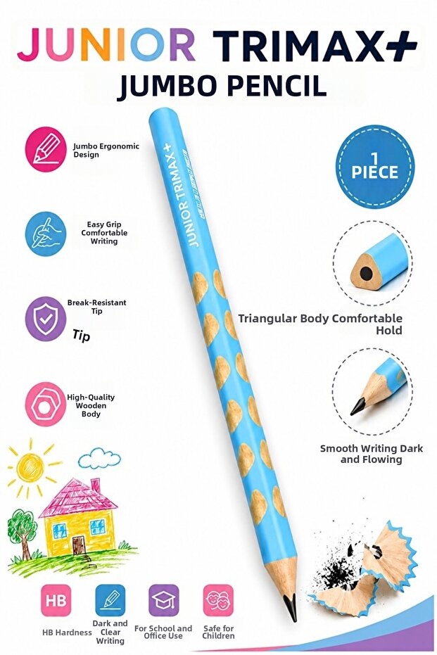 Jumbo Pencil Slotted 1 Piece Alpino Trimax Triangular Slotted Thick Pencil Pastel Colors Easy Grip V