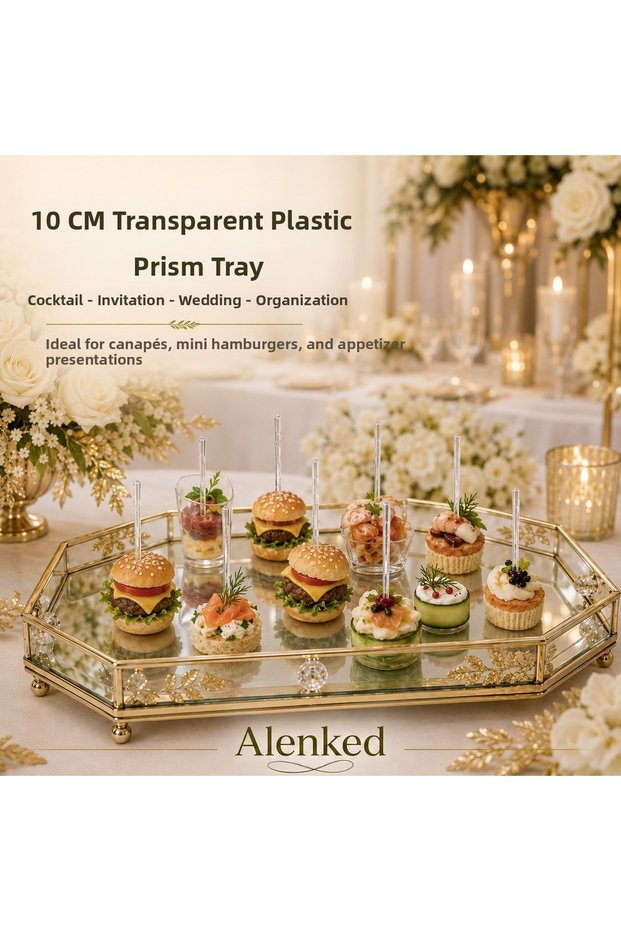 50Pcs Prism Transparent Plastic Toothpicks, a Stylish Choice for Cocktails, Desserts, and Presentations, 10 cm Long