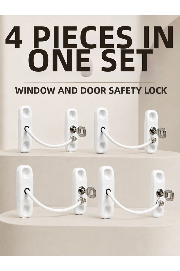 Keyed Window Safety Lock 4 Piece Safety Set