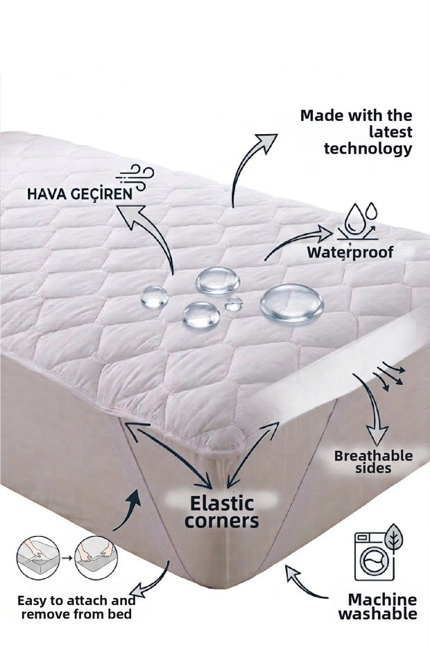 Quilted 70X140 cm Liquid-Proof Mattress Protector Baby Mattress Cover with Corner Elastic