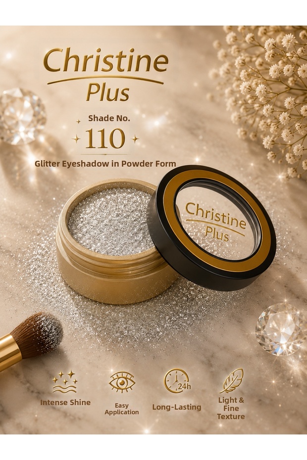 Dense Shimmer Glitter Eyeshadow in Powder Form – Warm Silver No:110 (Eyeshadow)