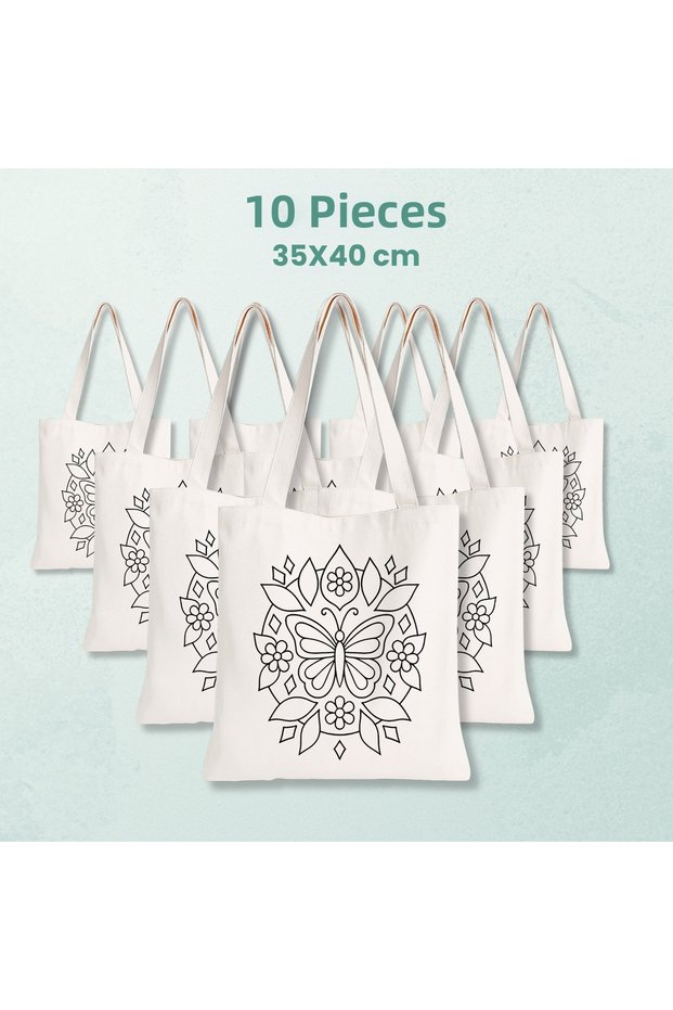 10 Pieces of Mandala Butterfly Design Paintable Cloth Bag - Hobby Painting Bag