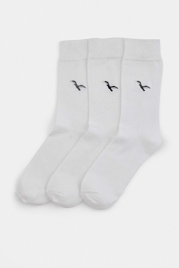 White 3-Pack Unisex Bird Embroidered Socks Tmnaw27Co00009