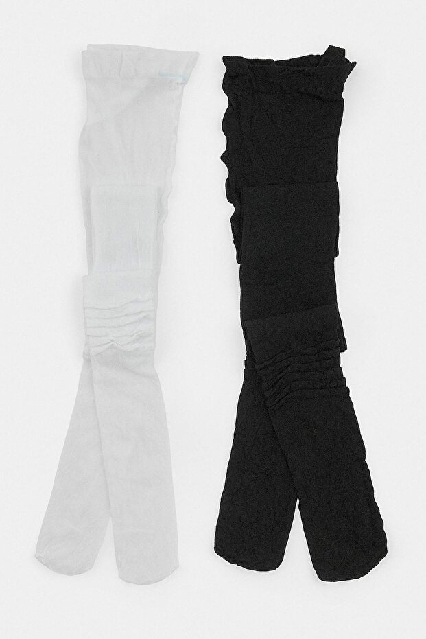 Black-White Girls' 2-Piece Pantyhose Tkdaw27Co00015