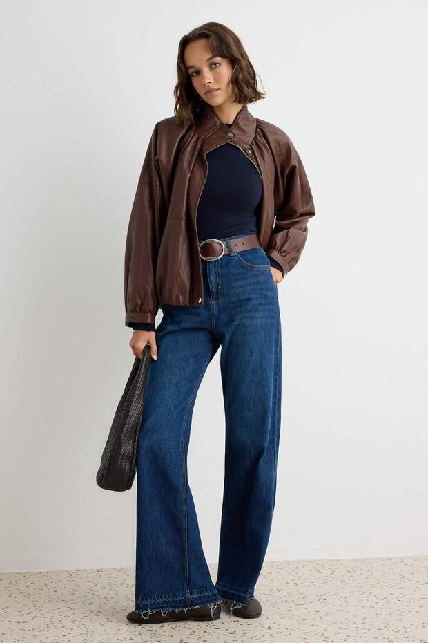 Mavi %100 Pamuk Yüksek Bel Wide Leg Jeans TWOAW27JE00004