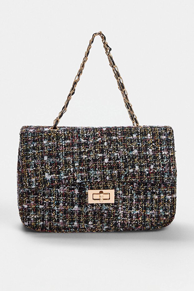 Black Tweed Women's Medium Shoulder Bag Takaw27Oc00005