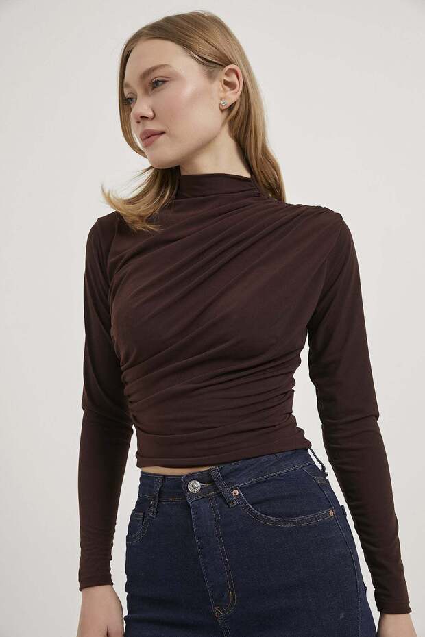Armalife 1806 high neck drapey flexible women's blouse