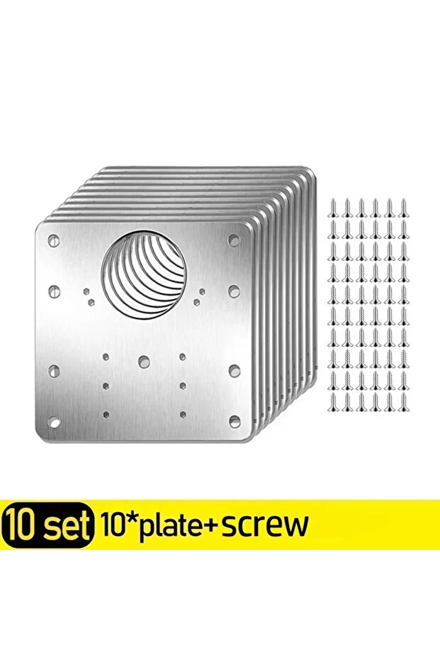 A- 10sets 2/10Sets Cabinet Hinge Repair Plate Kits Door Hinge Mounting Plate with Holes for Home Kit