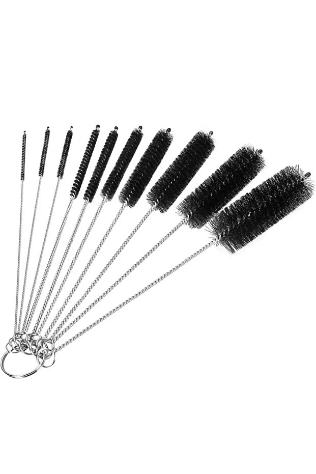 10pcs Black 10PCS Reusable Bottle Cleaning Brush Set-Multifunctional Straw Brushes for Narrow Neck C