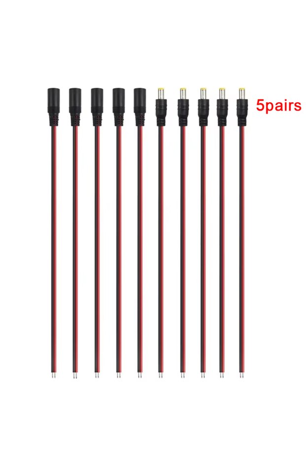 ZLDLCK-5Male-5Female 5Pcs 10Pcs 5.5x2.1mm Male Female Plug 12V DC Power Pigtail Cable Jack for CCTV