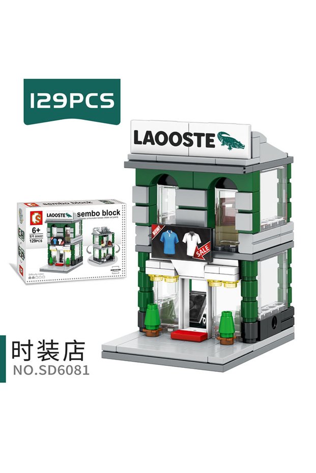 NO BOX 6081 European City Street View European Architecture Shop Shopping Scene Puzzle Assembled Bui