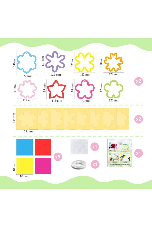01 Flowers 15pcs/set Kids Paper Cutting Kit Window Art Craft Supplies Window Cling Kit for DIY Paper