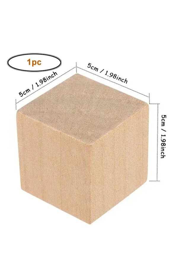 1pc 50mm 1-5cm Natural Blank Wooden Blocks, Unfinished Pine Wood Cube for DIY Craft Art, Painting, H