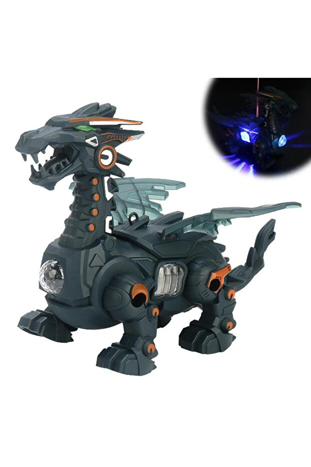 A Simulation Fire Mechanical Dinoasur Water Spray Cool Light Electric Children Entertainment Puzzle.