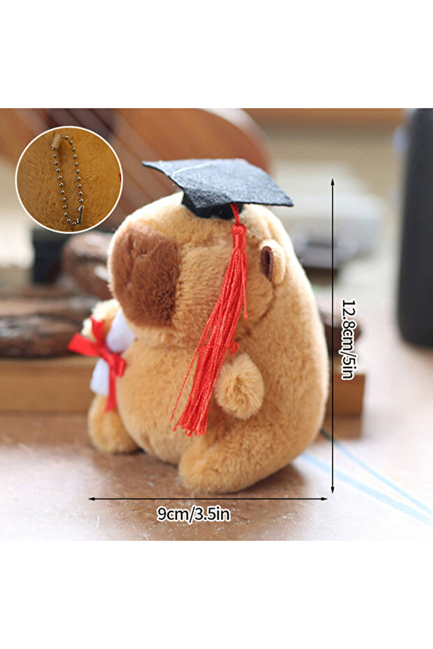 S3 Plush Capybara Keychain Funny Stuffed Animal Capybara Doll Pendant Kawaii Backpack Decor Ornament