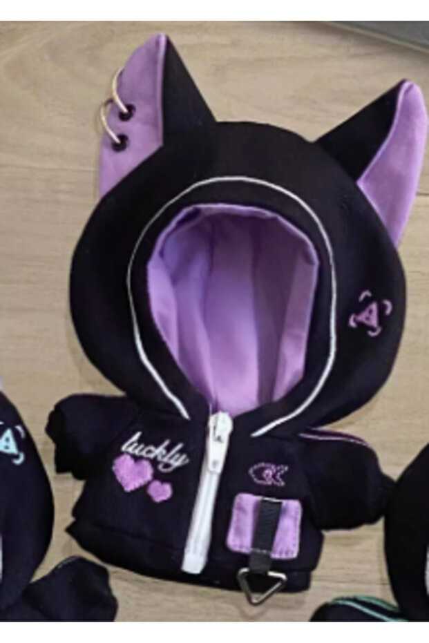 purple 10cm cotton doll cyberpunk series futuristic cute cat jacket can be replaced with cool three-