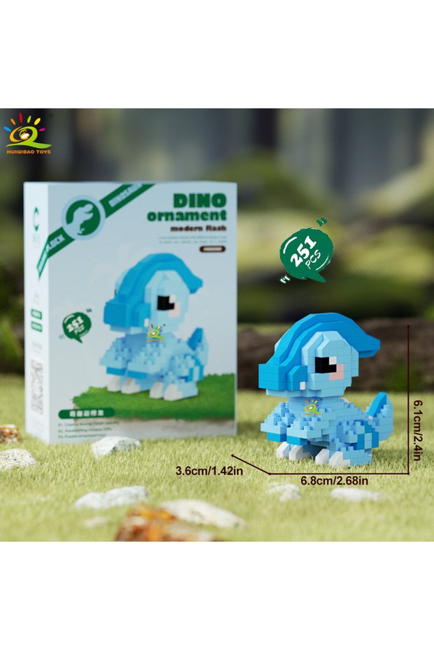 NO.8 HUIQIBAO MOC Colorful Dinosaur model Micro Building Block Triceratops Tyrannosaurus Diamond Bri