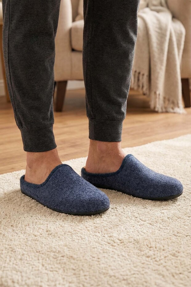 Men's Winter Slippers with Removable Insole, Genuine Leather, Pvc Sole, Felt Home Garden Slippers