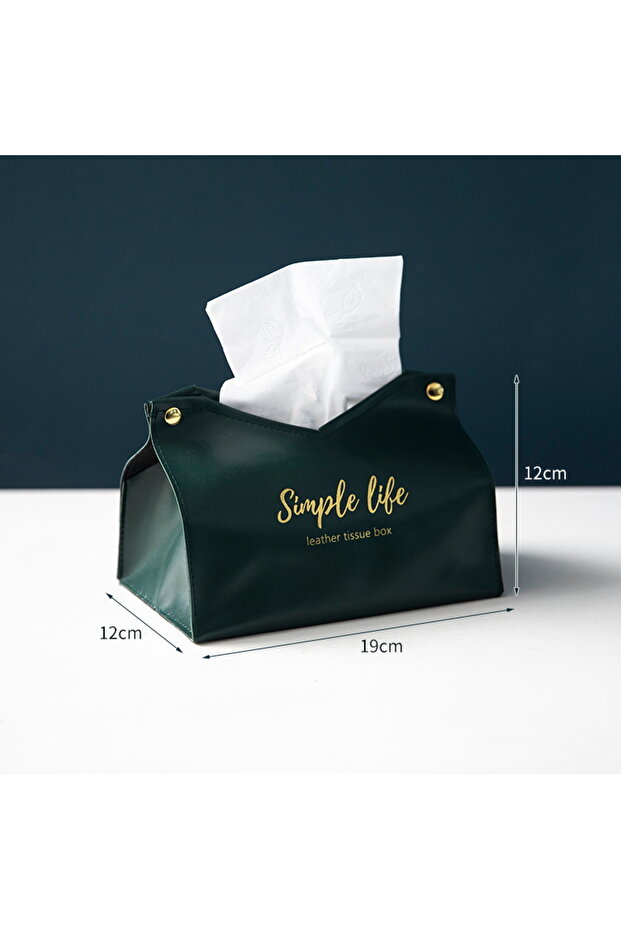 Green Leather Tissue Box Napkin Holder Car Tissue Box Home Living Room Holder Case Storage Hotel Ca