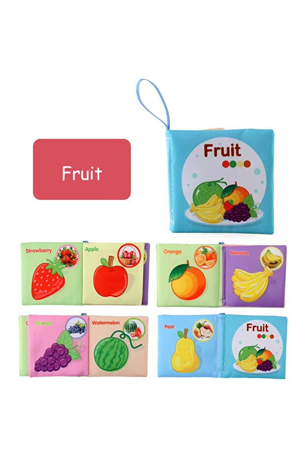 fruit Washable Baby Cloth Book Set - BPA-Free Crinkle Sensory Toys with Teething Rings & Multi-Textu