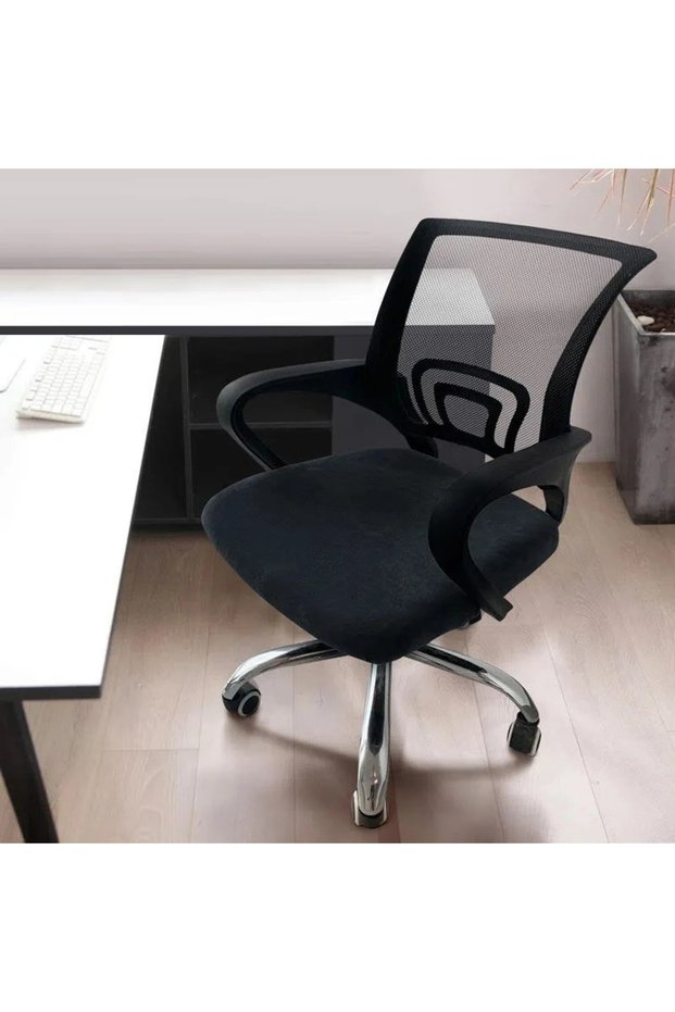 1pc black 1Pc Velvet Office Chair Cover Computer Swivel Seat Cover Modern Elastic Chair Slip Washabl