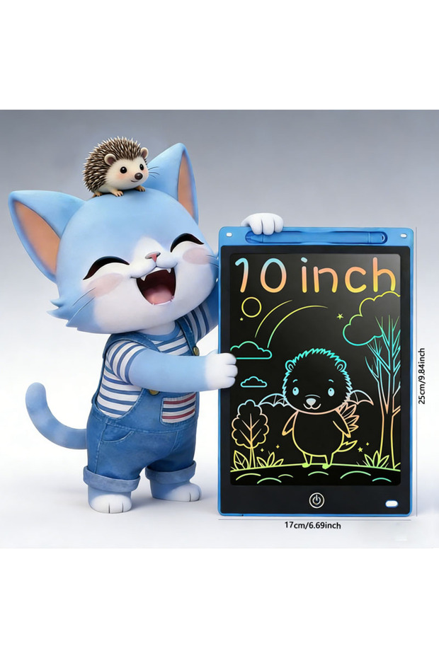 لوحة رسم إلكترونية LCD مقاس 10 بوصات باللون الأزرق الداكن، لوحة كتابة يدوية، سبورة إلكترونية للكتابة