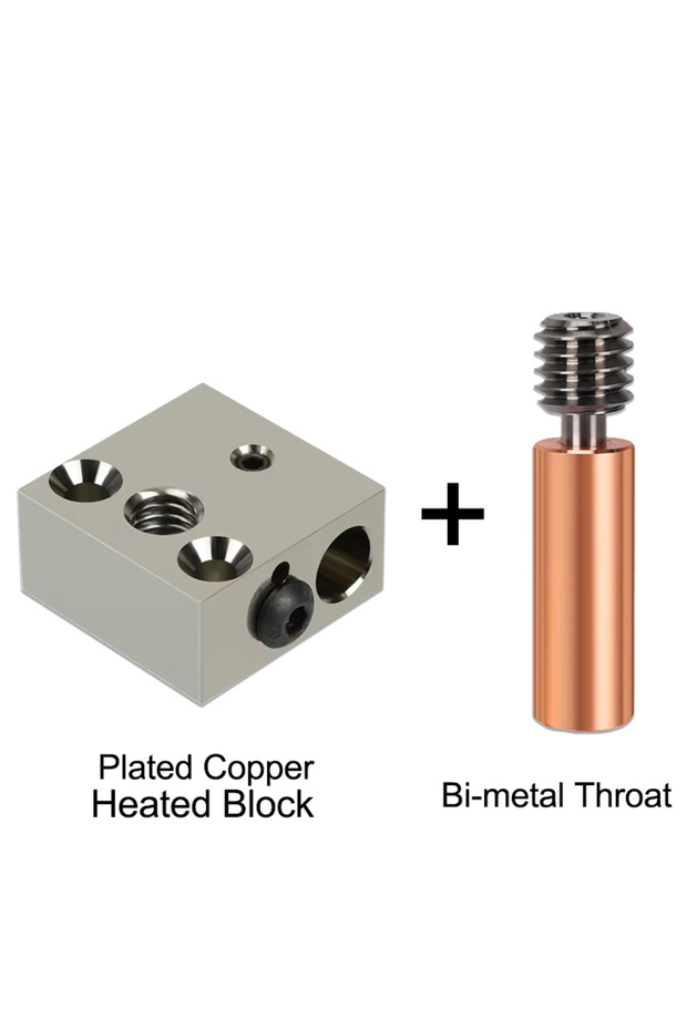 Kit 3 3D Printer Parts Aluminum Brass Plated Copper CR10 Heated Block Bi-Metal Throat Kit for Ender