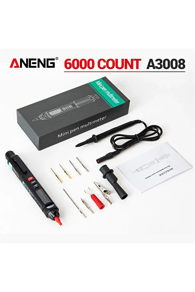 جهاز قياس رقمي متعدد الوظائف على شكل قلم A3008 Pro، 6000 عداد، جهاز اختبار ذكي احترافي على شكل قلم A3