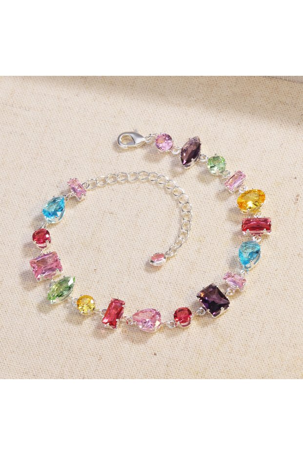 silverbracelet New Luxury Colourful Crystal Zircon Necklace For Women Fashion Party Jewelry Accessor