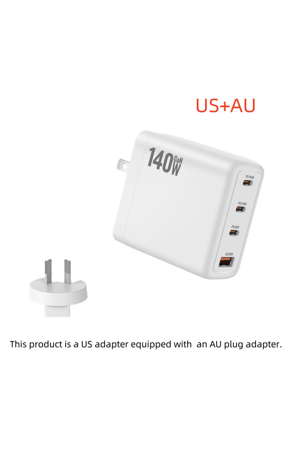 US-AU-white New 140W Multi-Port GaN Charger PD3.1 3C1A Super Fast Charging Head Compact Portable for