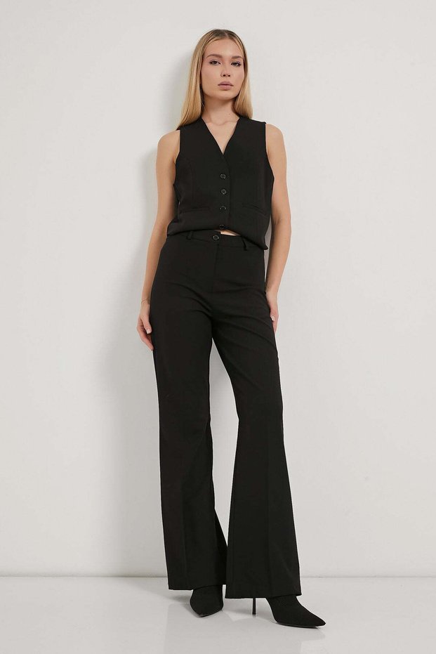 Women's High Waist Wide Leg Black Palazzo Trousers
