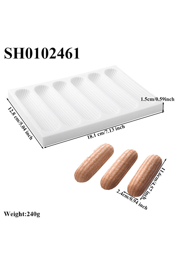 SH0102461 قالب كعكة شوكولاتة إكلاير حلوى أدوات الخبز شريط طويل فطائر قالب خبز فطائر أصابع
