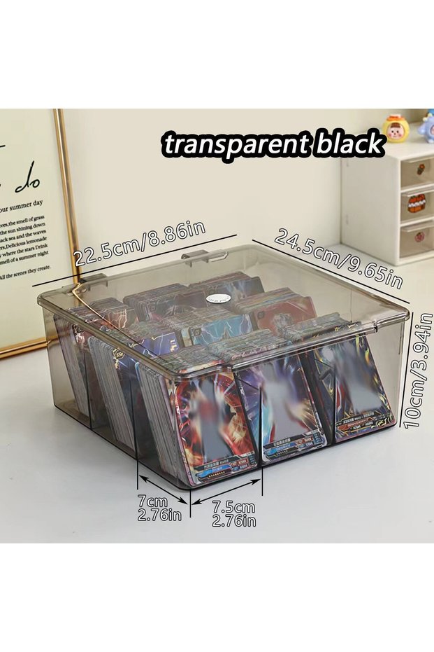 translucent black 1pc Multifunctional Transparent Black/Transparent Acrylic Card Storage Box with 9