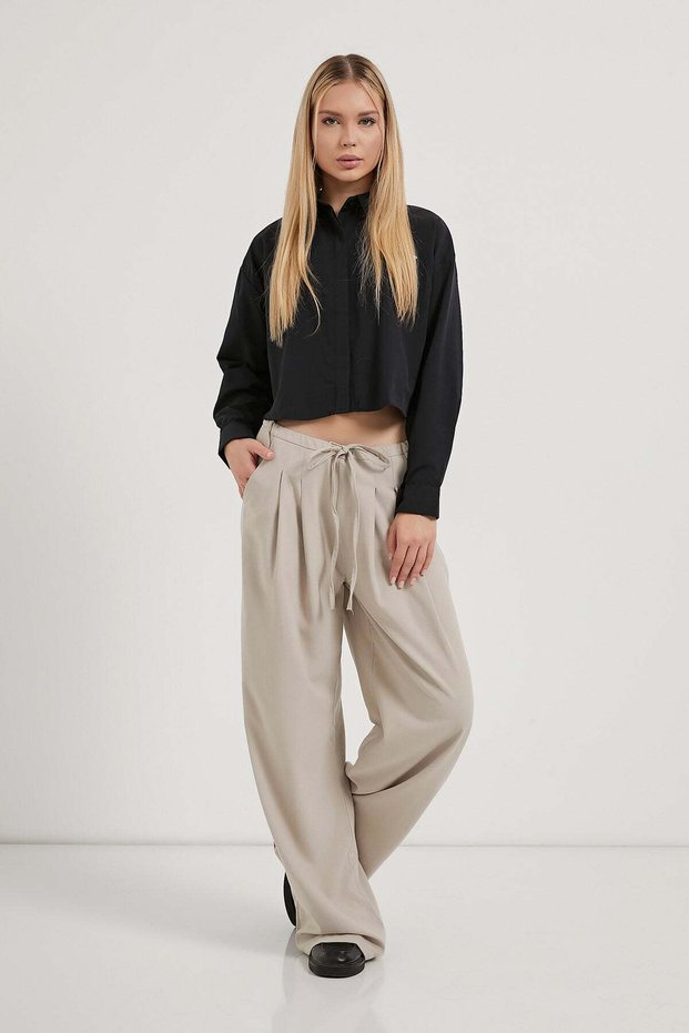 Women's Pleated Elastic Waist Loose Stone Baggy Pants