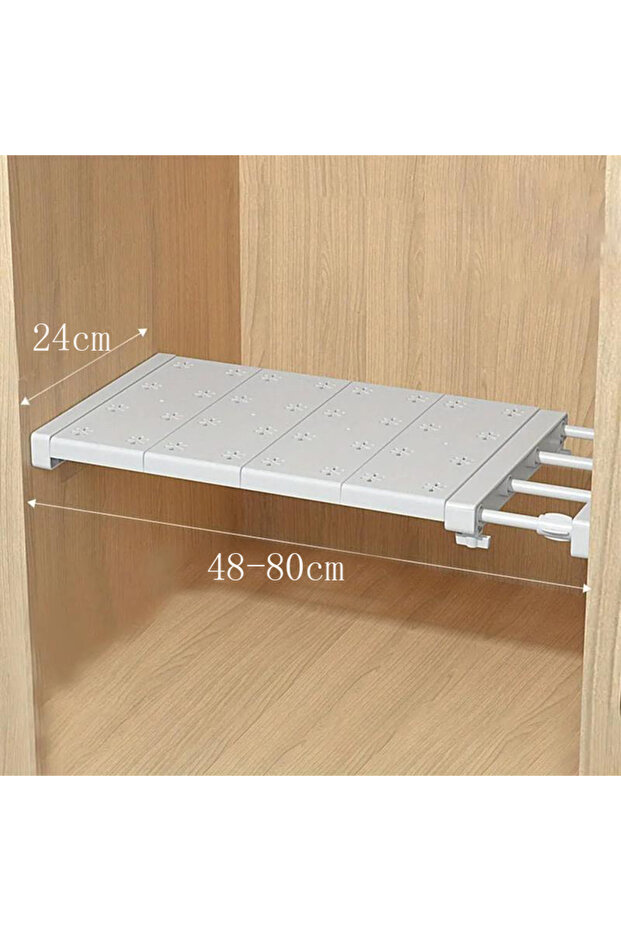48-80cm White Expandable Divider Punch-free Retractable Layers Board for Wardrobe Storage Kitchen an