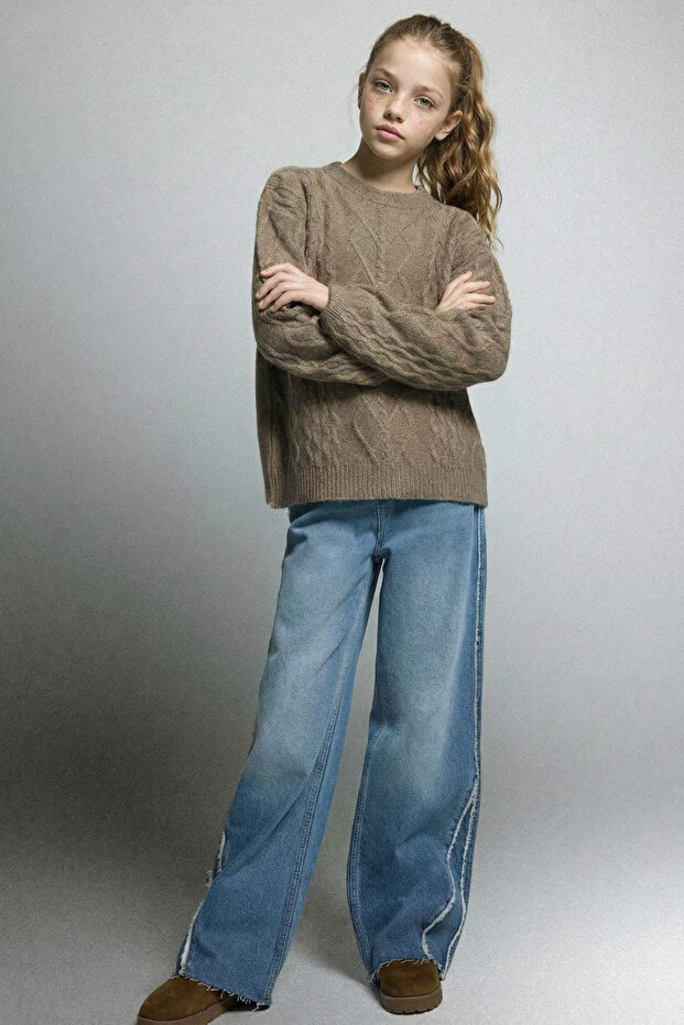 100% Cotton Wide Leg Jean Trousers for Girls G3646A825Cw