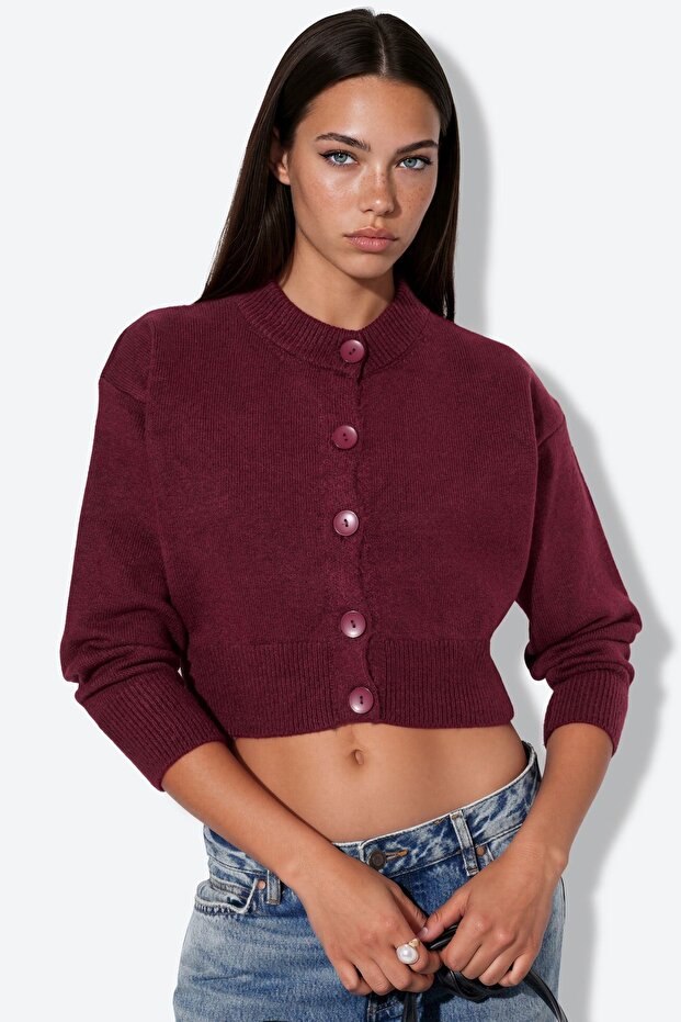 Viorna Buttoned Short Ribbed Cardigan