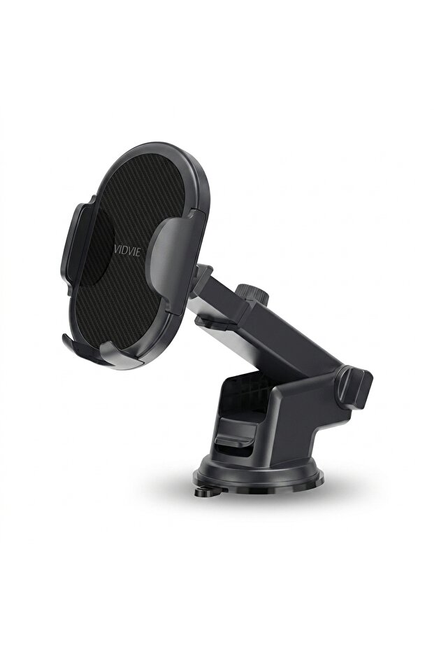 HC1547 Suction Cup Car Phone Holder, Foldable Mobile Holder with 360° Rotation and Telescopic Arm, Black