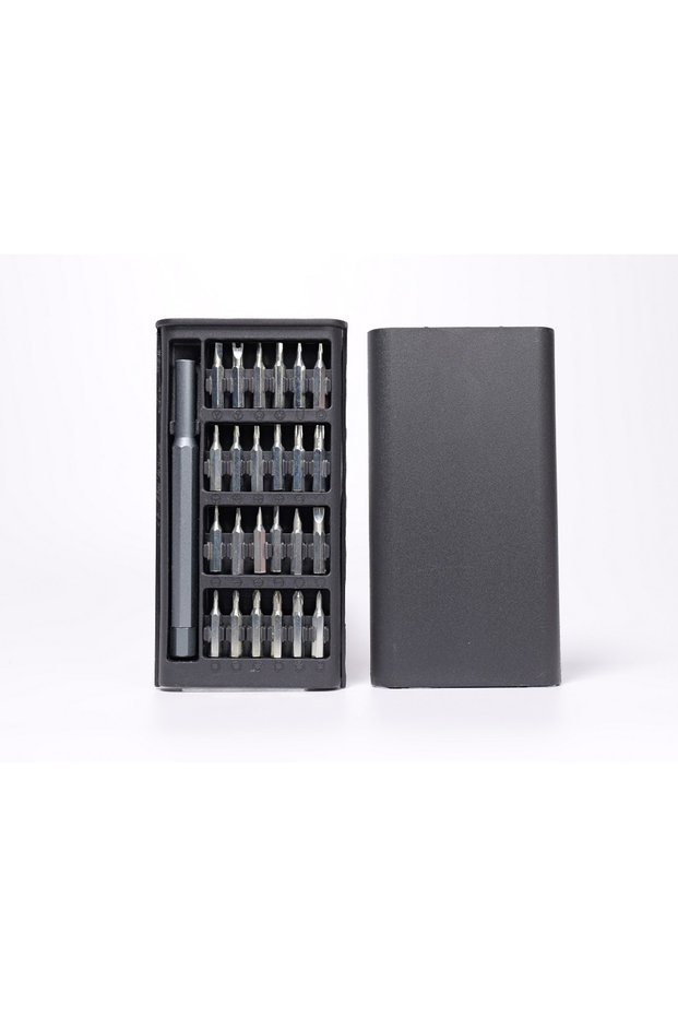 Black 24 in One Aluminum Screwdriver Set, Home Repair Tool for Dismantling Mobile Phones, Headphones