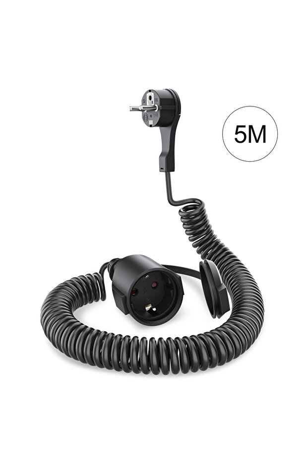 5m black 2/3/5/8/10m Extension Cable European 2-Pin Type C Plug Male to Female Power Socket with Ret