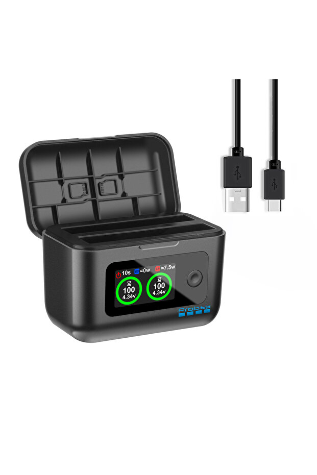probty PD Charger Probty For Insta360 X4 Air Battery Fast Charging Box X4 Air Charger W/LCD Display