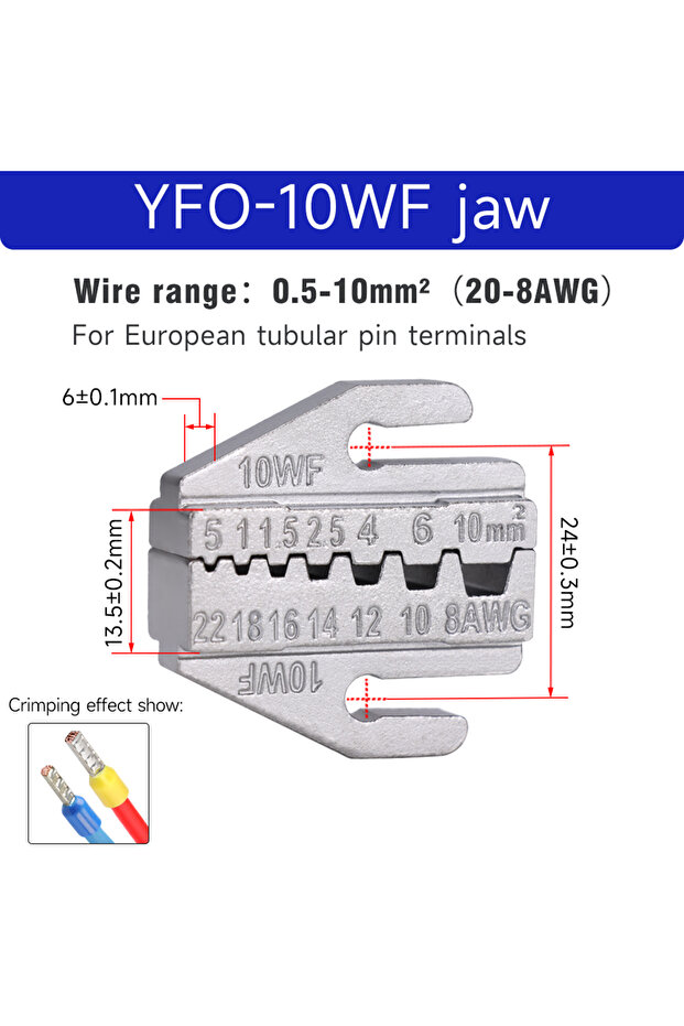 YFO-10WF فكوك كبس 1 قطعة، قوالب كبس بديلة لمقصات الكبس YFO، فكوك كبس قابلة للتبديل D