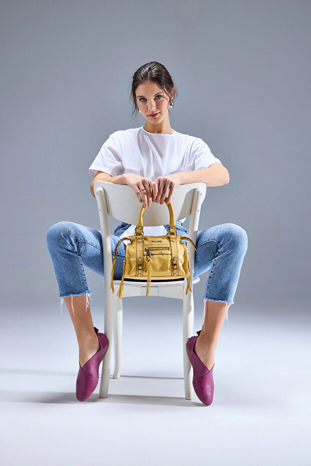 Yellow Leather Women's Handbag