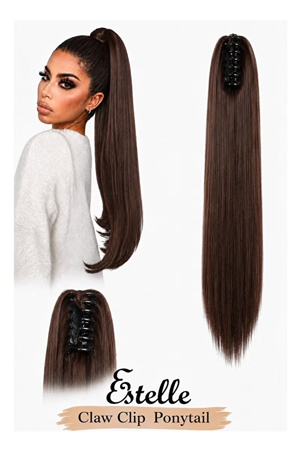Synthetic Long Straight Claw Ponytail Wigs Clip In AH Tail Hair Ponytail