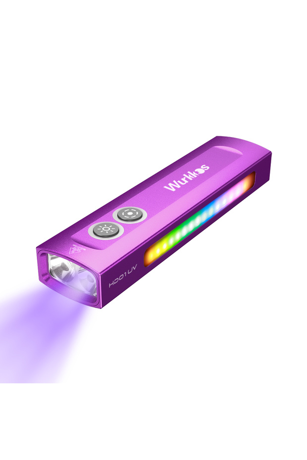 6000-6500K Purple Wurkkos HD01 UV Multifunctional EDC Flashlight 1200 LM with 365nm UV Light White 9