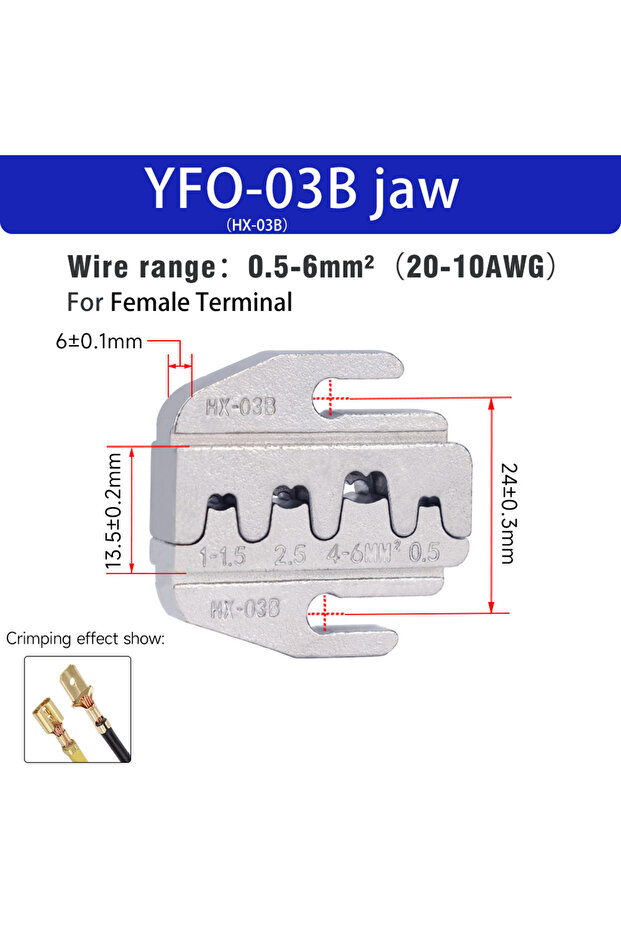 YFO-03B فكوك كبس بديلة (قطعة واحدة) لأدوات كبس YFO، فكوك كبس قابلة للتبديل