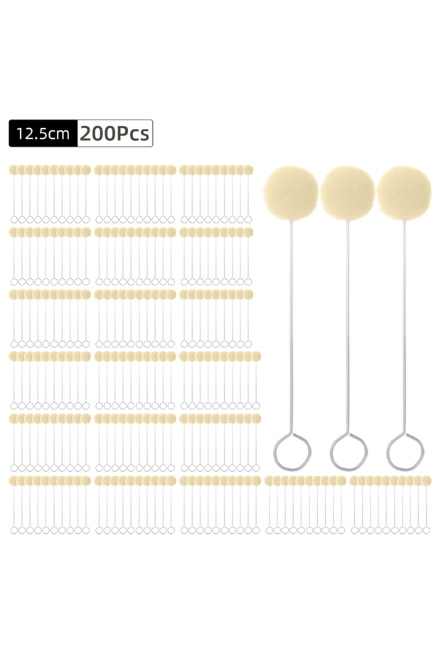 12.5cm-200Pcs 20-200 Pcs Wool Daubers, Practical Ball Brush Set, Leather Dye Tool with Metal Handle